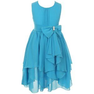 Little Girls Sleeveless Yoryu Chiffon Rhinestone Party Easter Flower Girl Dress